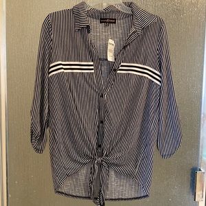 Black and white striped button shirt
